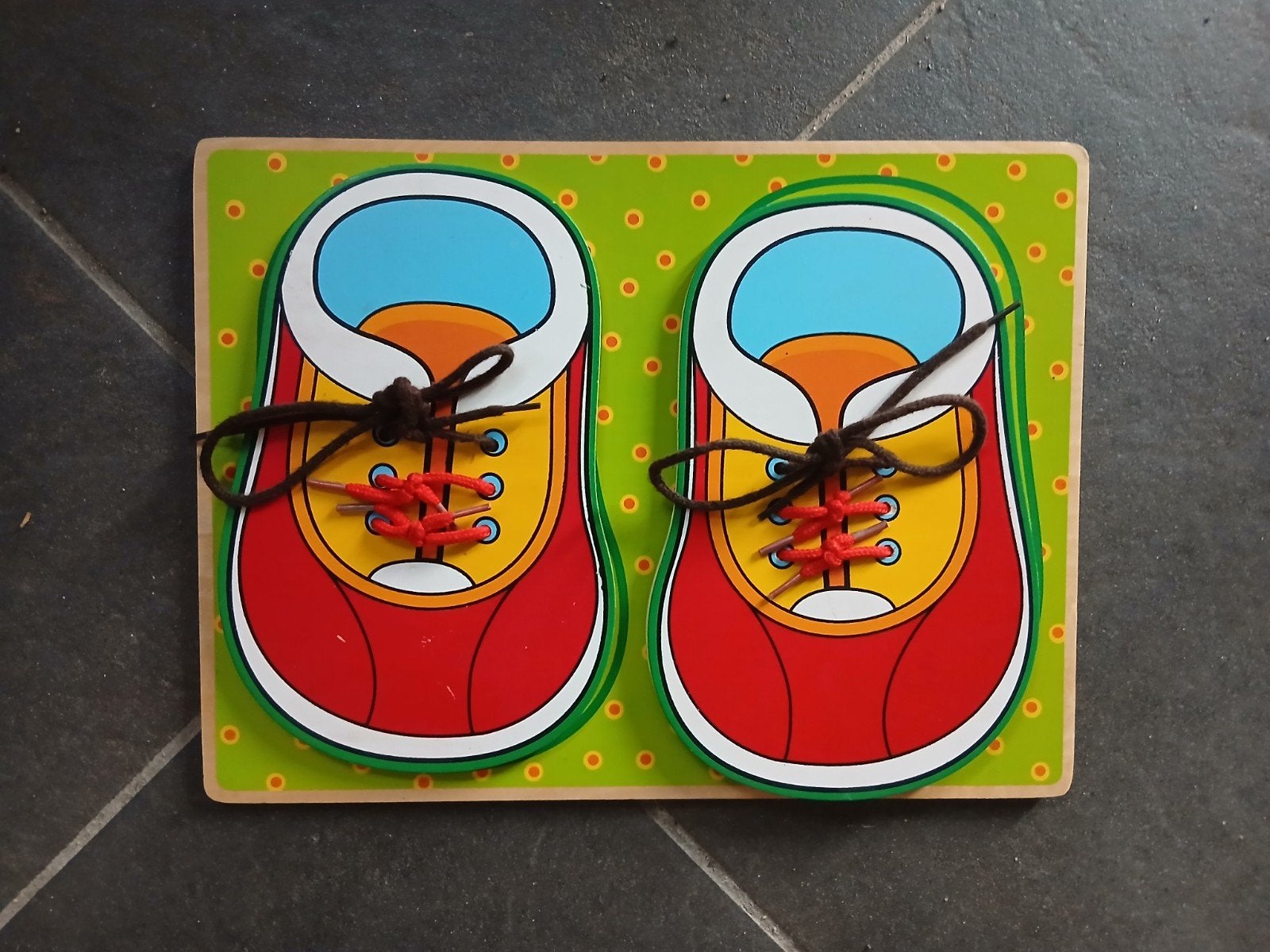 Houten veterschoen bord - Leren veters strikken, Ophalen, Gebruikt, Knutselen