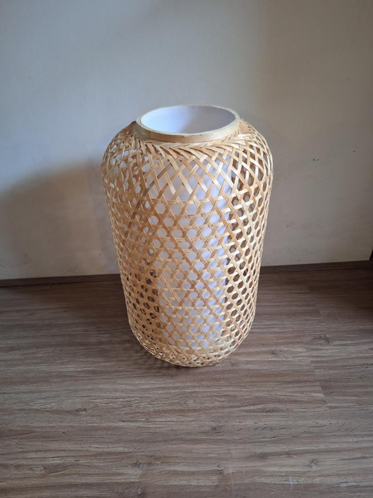 Lampenkap riet en wit voor hanglamp, Huis en Inrichting, Ophalen, Wit, Rond
