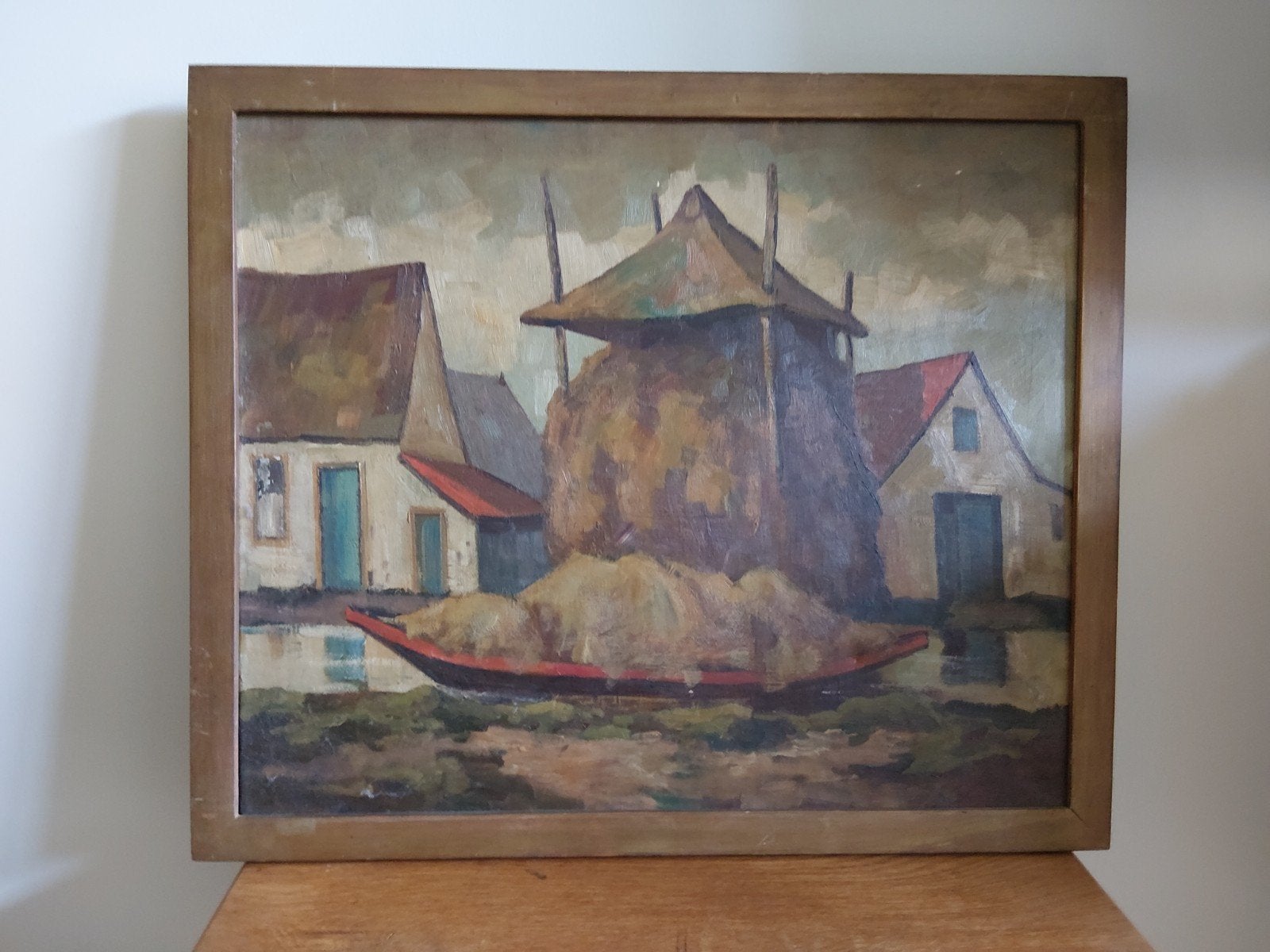 Olieverfschilderij Mari Reiman - Nieuwkoop, Ophalen of Verzenden