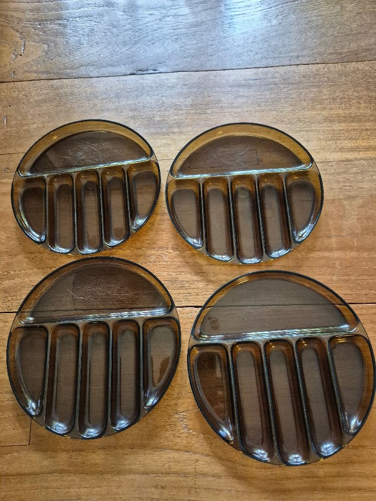 Vintage fondue borden, Ophalen, Gebruikt, Kunststof