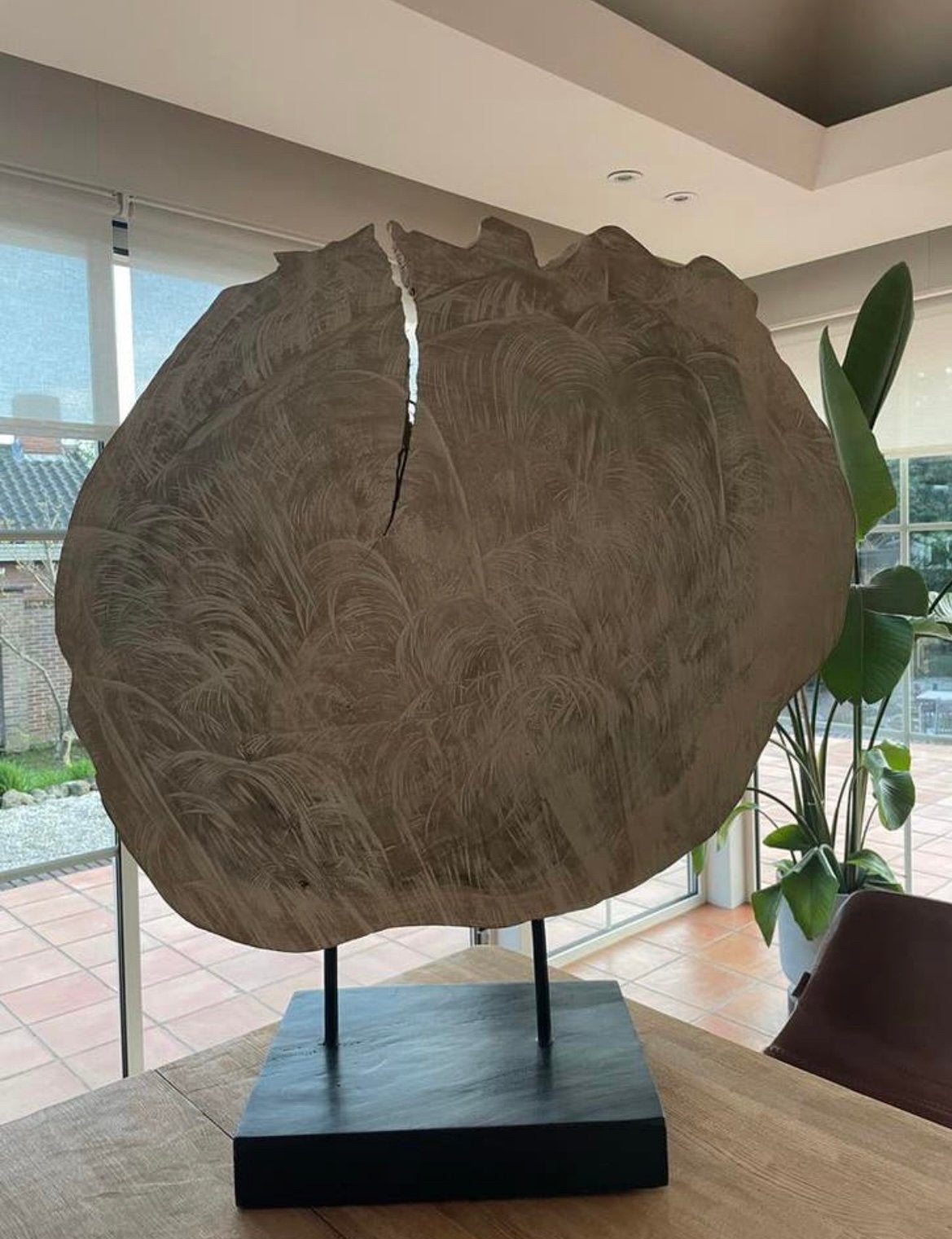 Houten schijf op standaard, Ophalen, Overige onderwerpen, Houtsnijwerk, 50 - 100 cm