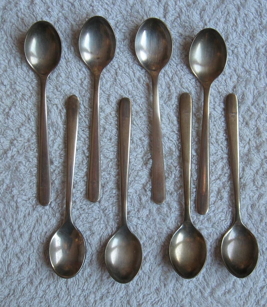 setje van 8 oude KLM lepeltjes (van voor 1978), Ophalen of Verzenden, Gebruikt, Overige typen
