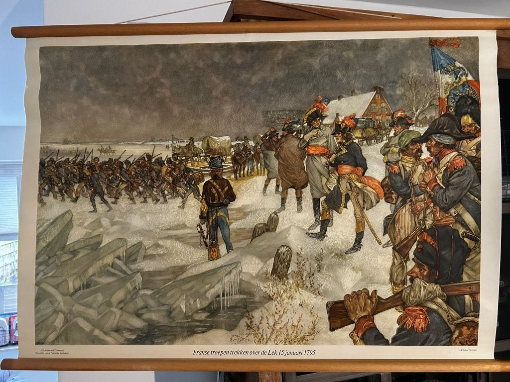 Franse troepen trekken over de Lek, 1795, Antiek en Kunst, Ophalen of Verzenden, Geschiedenis