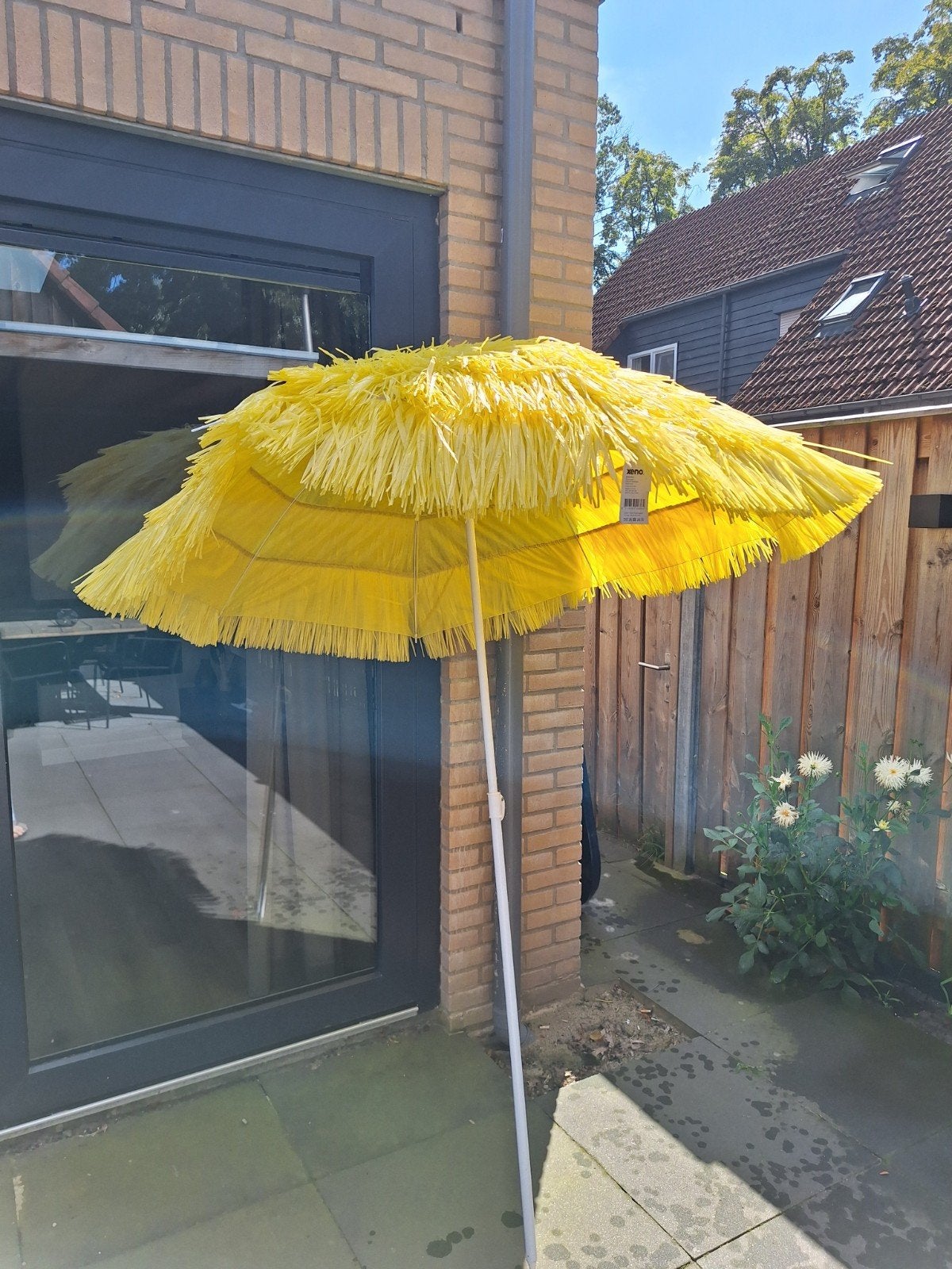 Gele Parasol met Franjes - GRATIS, Ophalen, Nieuw, 1 tot 2 meter, Strandparasol