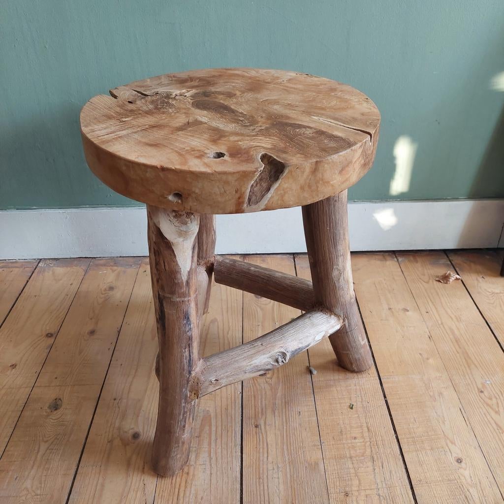 Lucky Vintage set van 2 boomstam krukjes of tafeltjes, Ophalen, ., ., Hout