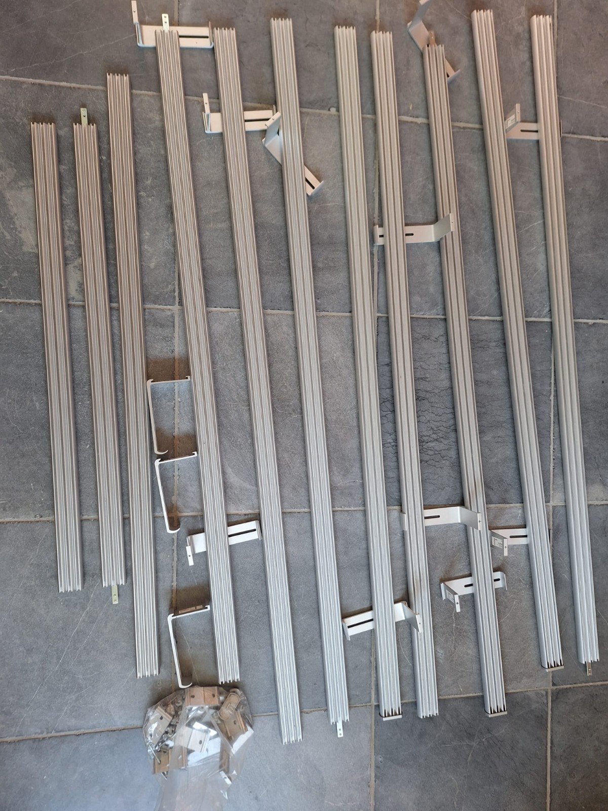 IKEA 3-baans gordijnrails aluminium met 20 paneelgordijnen, Ophalen
