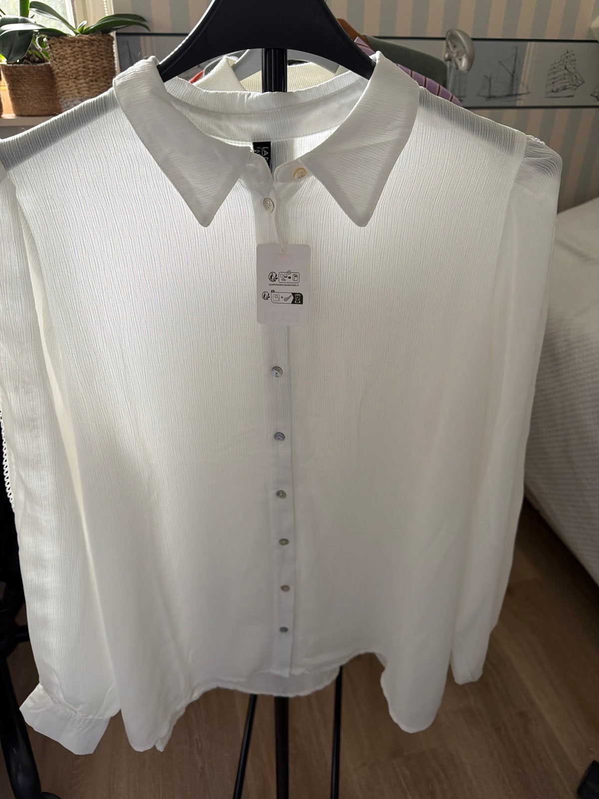Witte blouse met kanten details - Maat 42/44 (L), Ophalen of Verzenden, Nieuw, Maat 42/44 (L), Wit