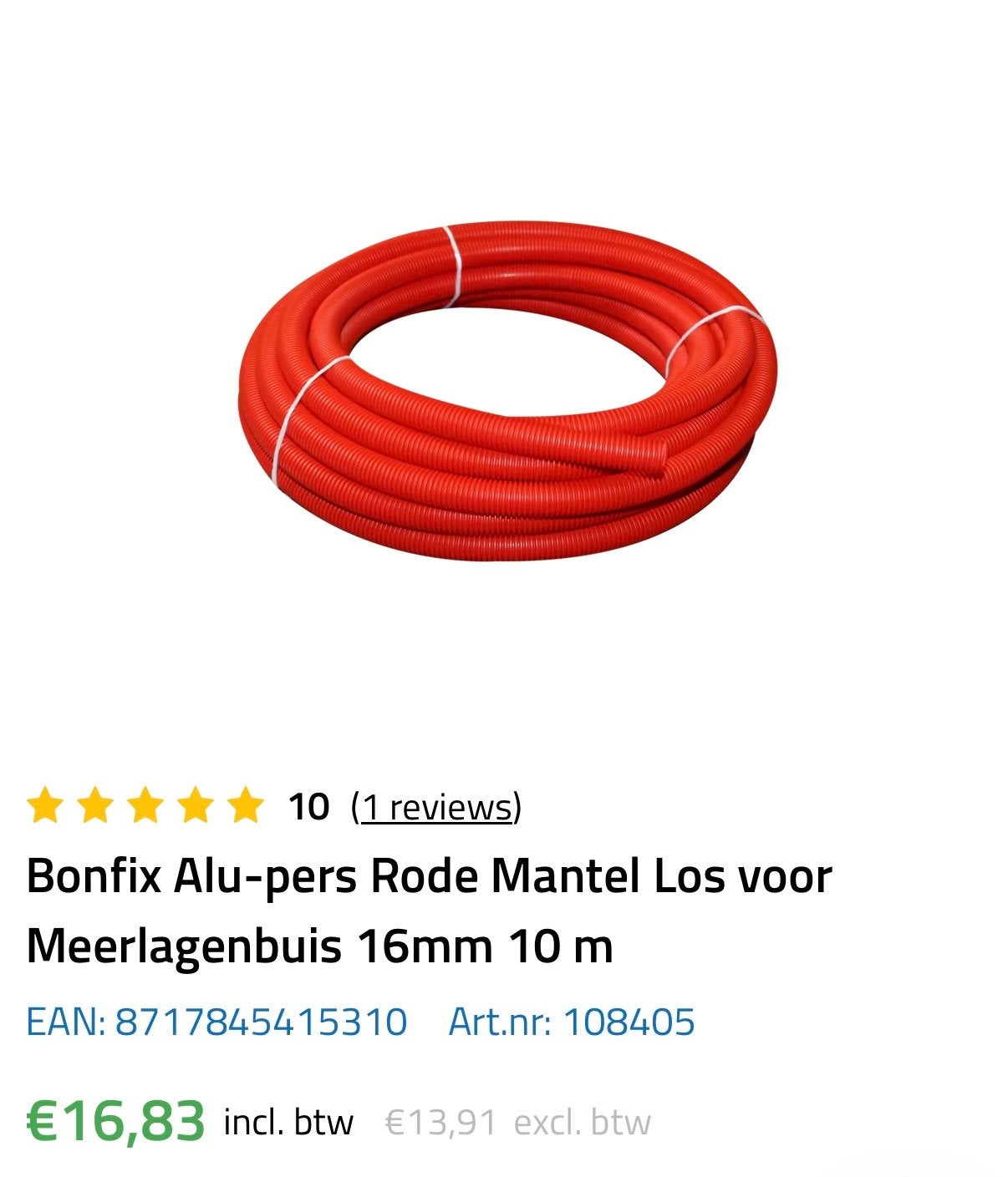 Bonfix Mantelbuis 16mm - 2x Blauw, 2x Rood (Nieuw), Doe-het-zelf en Verbouw, Overige materialen, Minder dan 20 mm, Nieuw, Ophalen of Verzenden