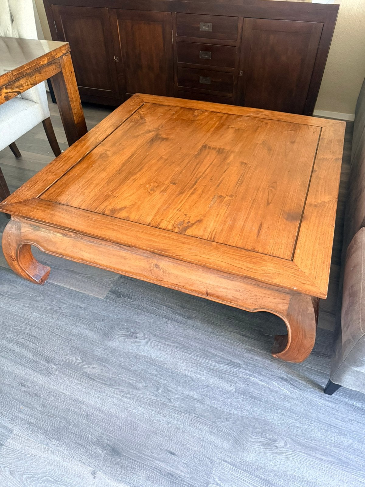 Opiumtafel 120 x 120 cm, Ophalen, Vierkant, Zo goed als nieuw, 100 tot 150 cm