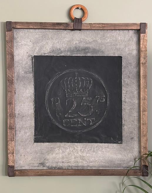 Kalkdoek wandschilderij, Ophalen of Verzenden, Zo goed als nieuw, Hout, Minder dan 50 cm