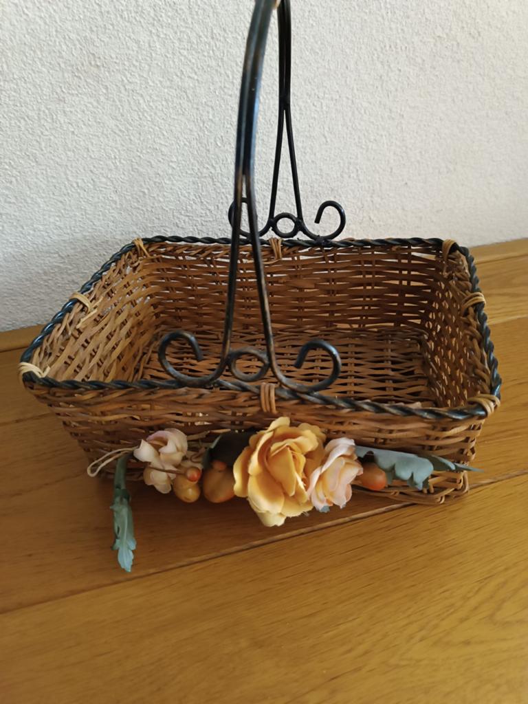 Mandje metaal/riet, Ophalen of Verzenden