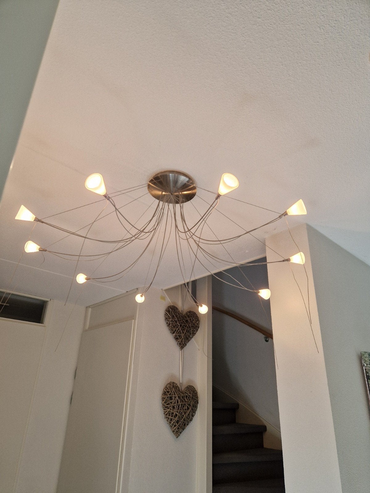 Mooie lamp met melkglazen kelkjes, Ophalen of Verzenden, Gebruikt, Glas