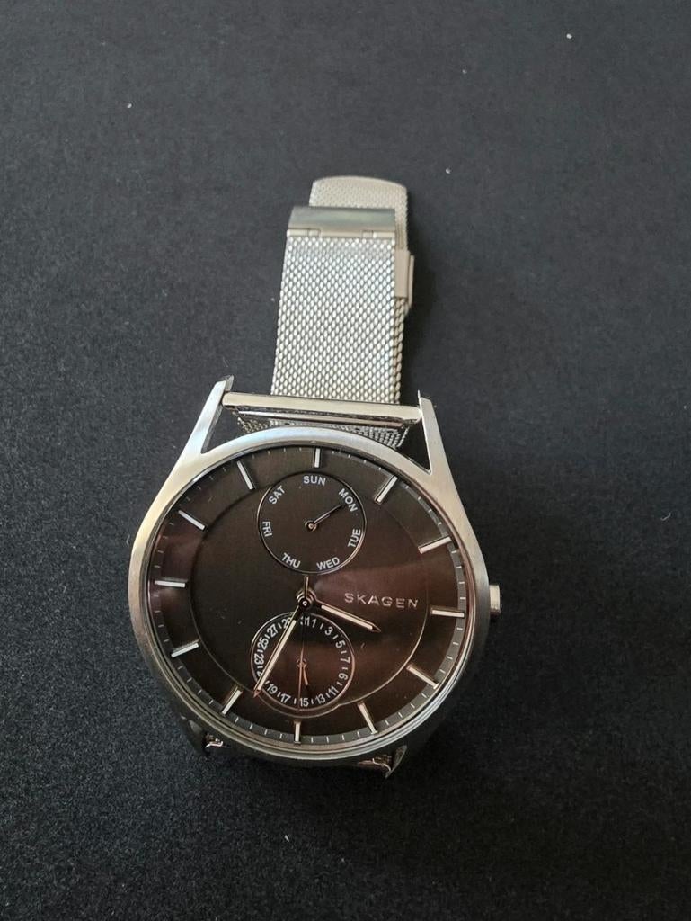 Skagen Herenhorloge SKW6172 - Zilverkleurig met Bruine Wijze, Verzenden, Gedragen