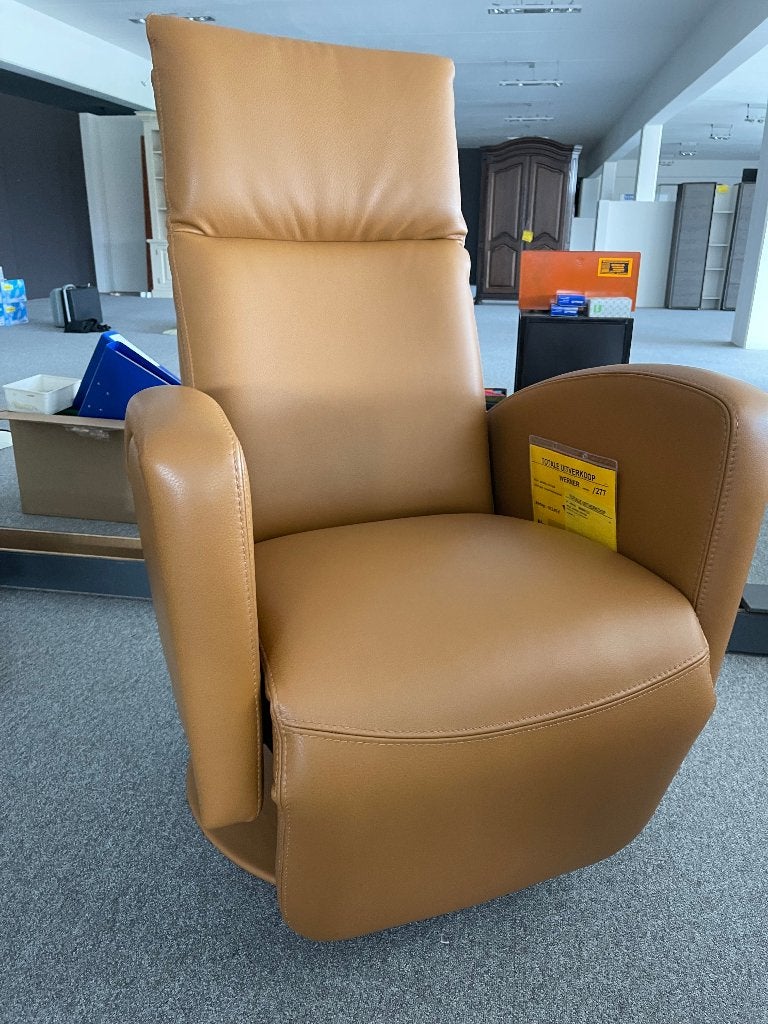 Relaxstoel manueel leder Werner S044, Huis en Inrichting, Ophalen, Zo goed als nieuw, Leer, 50 tot 75 cm