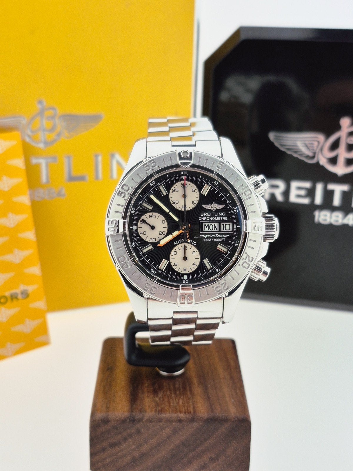 Breitling Superocean | A13340 | full set, Ophalen of Verzenden, Zo goed als nieuw, Leer, Breitling