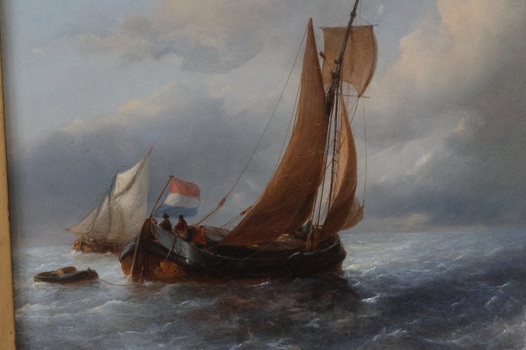 Antonie Waldorp 1803-1866, schilderij maritiem zeezicht, Ophalen of Verzenden