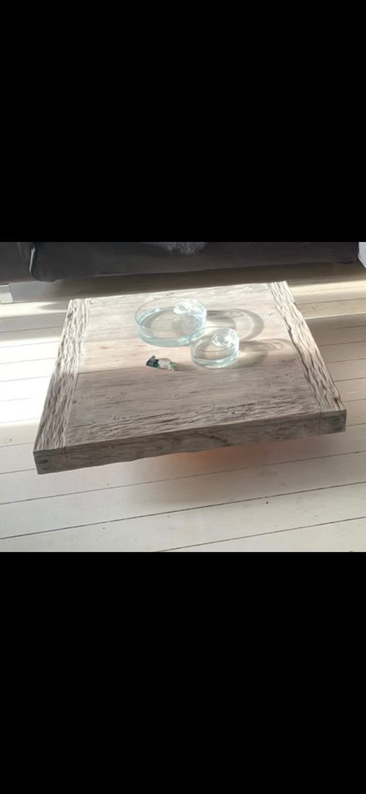 Houten salonTafel 1 x 1 m op wielen, 100 tot 150 cm, Vierkant, Overige houtsoorten, 50 tot 100 cm