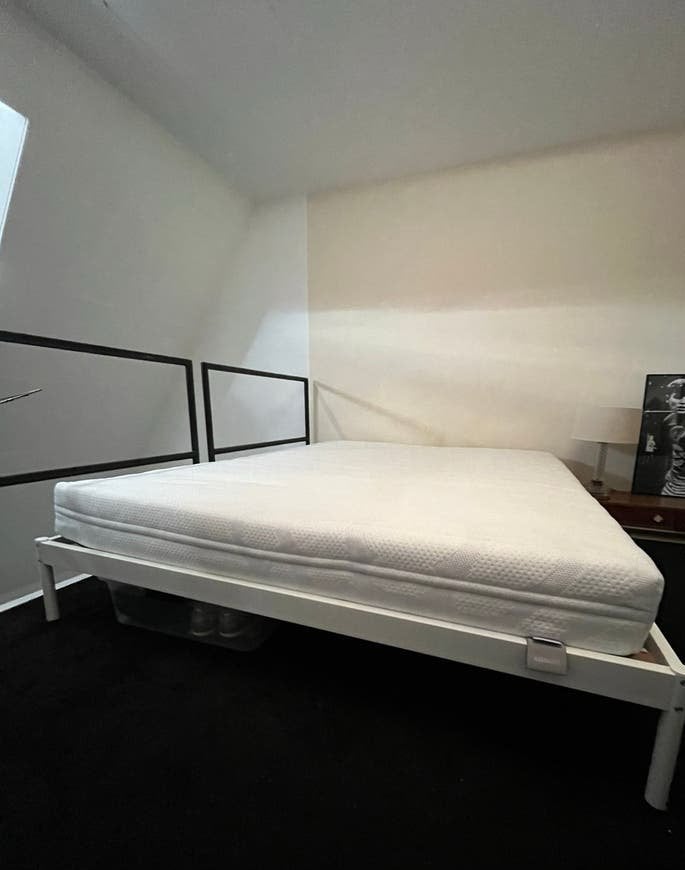 Ikea bed 160 x 200 lattenbodem vevelstad vaste prijs, Ophalen, Wit, Tweepersoons, Zo goed als nieuw