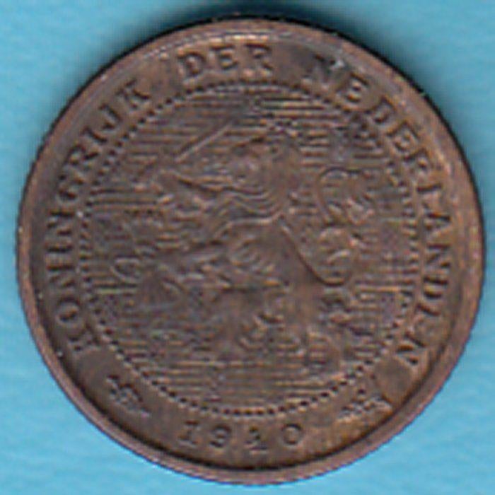 Nederland halve cent 1940 Wilhelmina in munthouder, Ophalen of Verzenden, Koningin Wilhelmina, Overige waardes, Losse munt