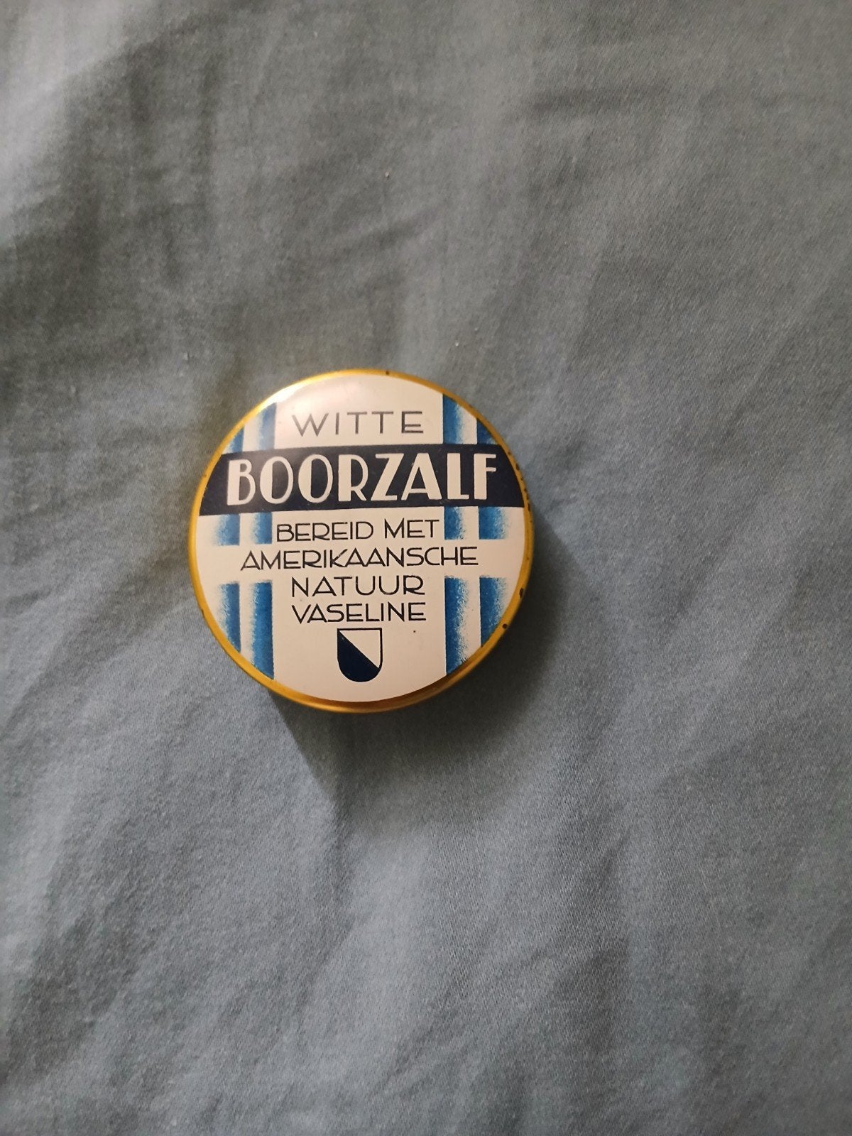 Vintage Witte Boorzalf Blikje - Amerikaanse Natuur Vaseline, Verzamelen, Ophalen of Verzenden, Gebruikt