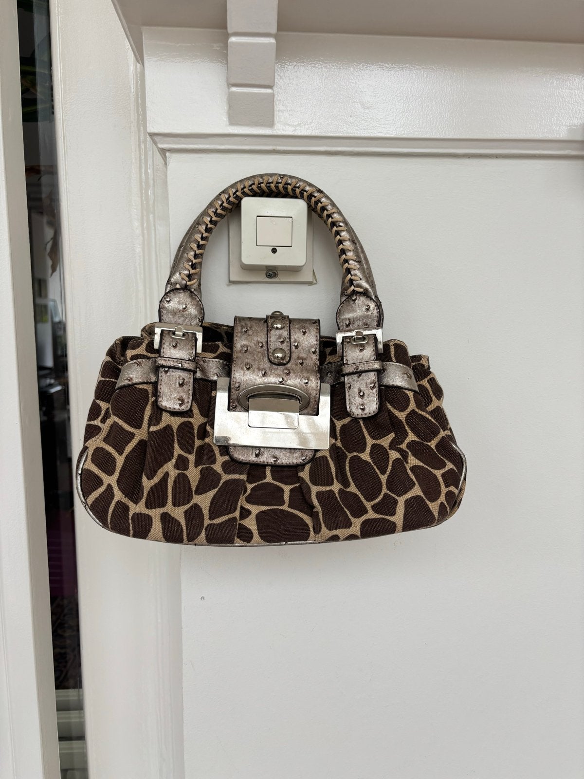 Vintage Y2K Tas met Giraffe Print - Zo goed als nieuw, Ophalen of Verzenden, Zo goed als nieuw, Bruin, Schoudertasje