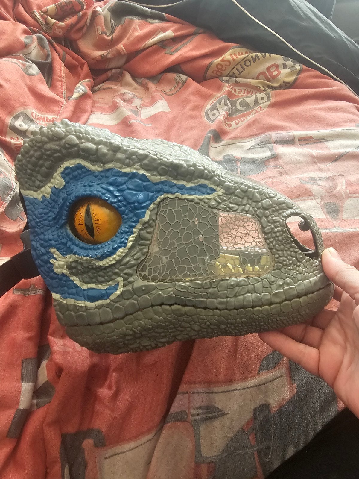 Jurassic World Indominus Rex masker - Batterijen leeg, Ophalen of Verzenden, Gebruikt