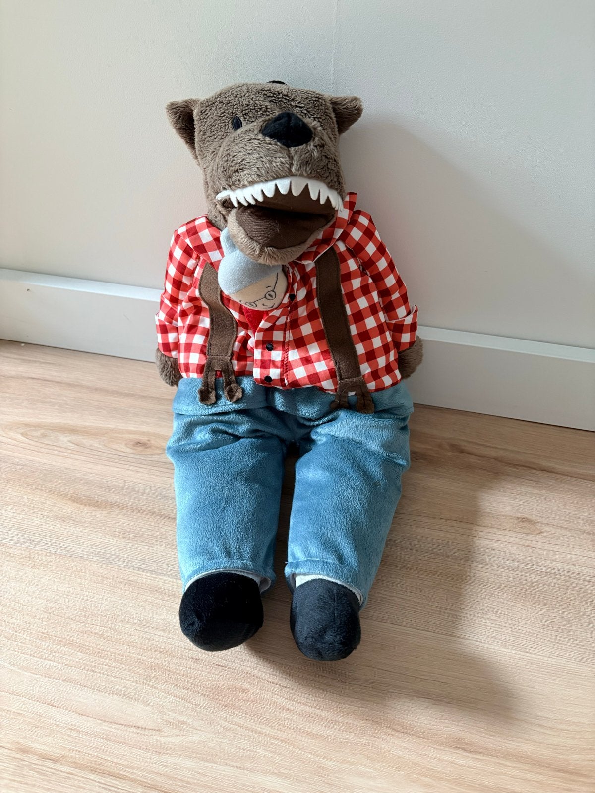 Grote Boze Wolf handpop met oma pop - Roodkapje, Overige merken, Overige karakters, Overige typen, Ophalen of Verzenden