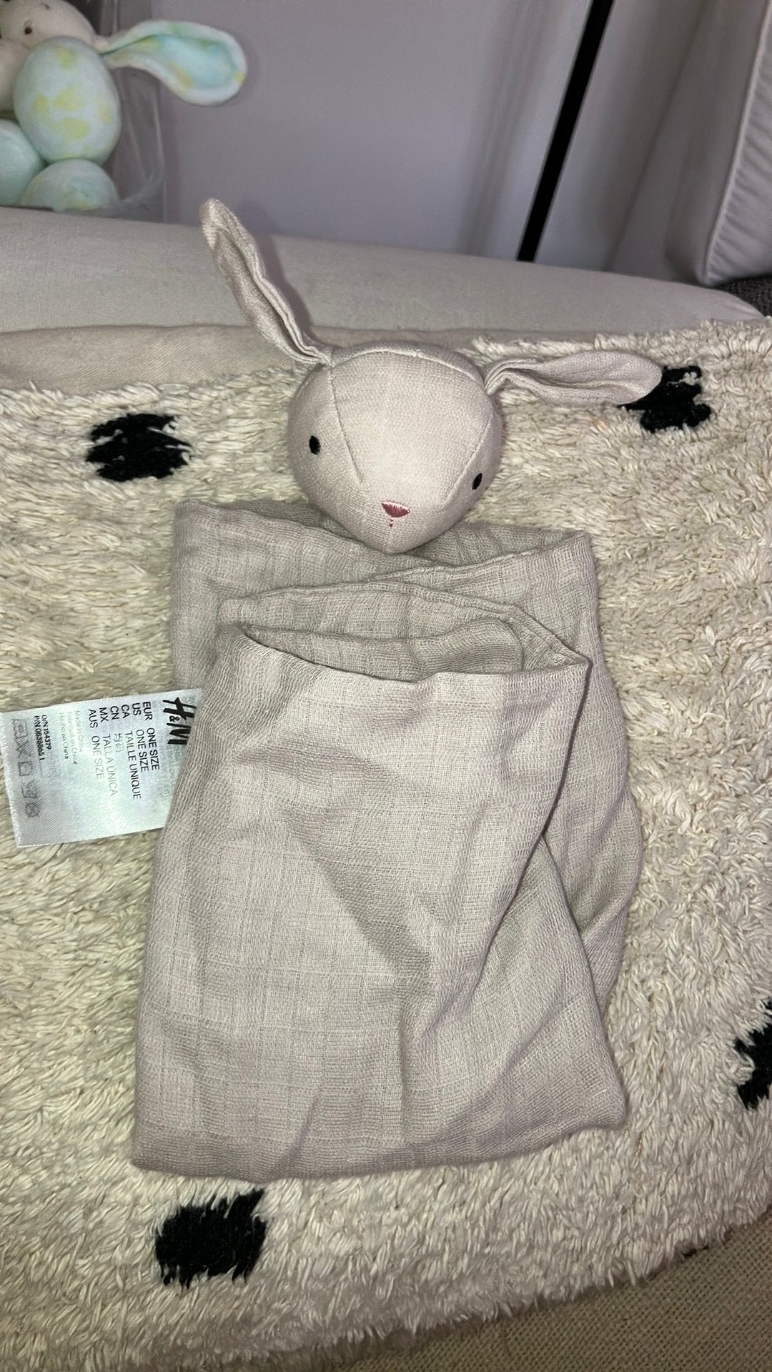 H&m konijn beige knuffeldoekje, Konijn, Ophalen of Verzenden, Zo goed als nieuw, Wasbaar