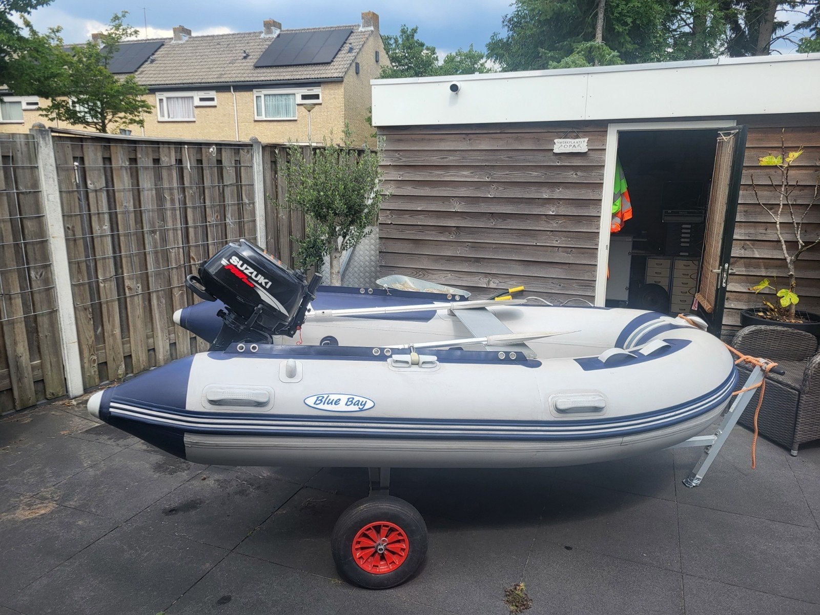 Blue Bay rubberboot 2,70 m met Suzuki buitenboordmotor., Watersport en Boten, Rubberboten, Gebruikt, Inclusief motor, Ophalen