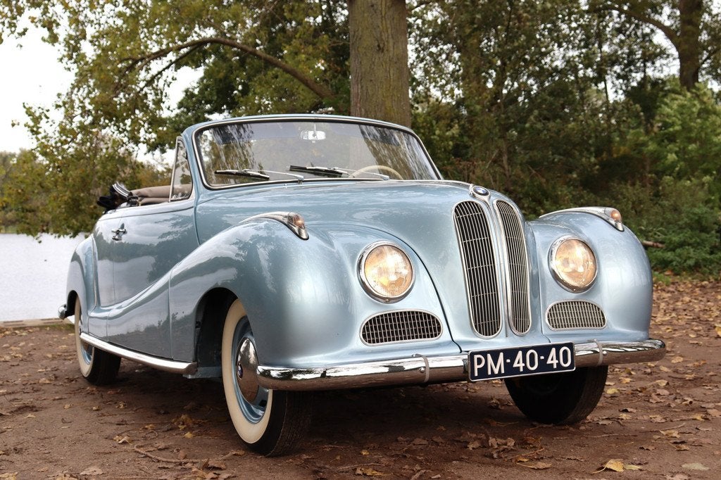 BMW 501-6 BAUR Cabriolet 6 Cilinder (bj 1955), Cabriolet, Blauw, Leder, Bedrijf