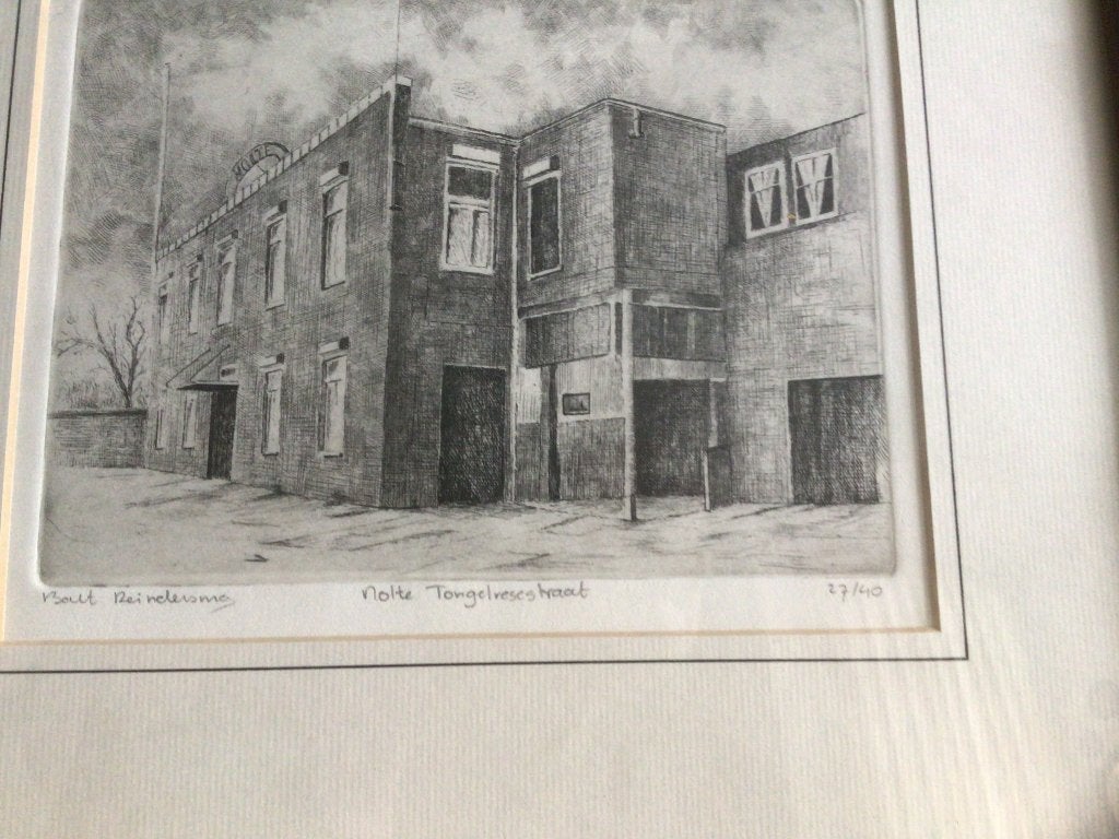 Ets van Bart Reindersma / Nolte Tongelresestraat Eindhoven 2, Ingelijst, Ophalen of Verzenden, 30 cm, 1950 - 1999