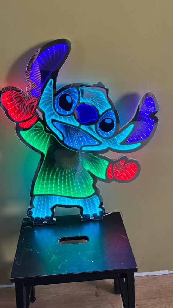 Super gave Stitch infinity lamp - 60x50cm, Ophalen of Verzenden, Zo goed als nieuw, Neon