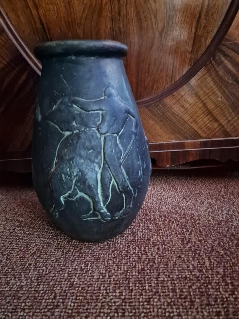 Oude vloer vaas, Huis en Inrichting, Woonaccessoires | Vazen, Ophalen of Verzenden, Overige kleuren, Glas, Minder dan 50 cm