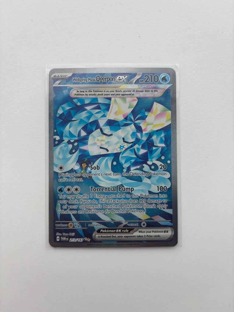 Wellspring Mask Ogerpon EX - TWN en (Pokemon kaart), Ophalen, Zo goed als nieuw, Losse kaart, Foil