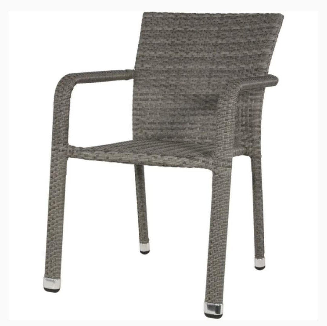 6 nieuwe stapelbare Wicker Tuinstoel - Grijs, Tuin en Terras, Tuinstoelen, Ophalen of Verzenden, Gebruikt, Wicker, Stapelbaar