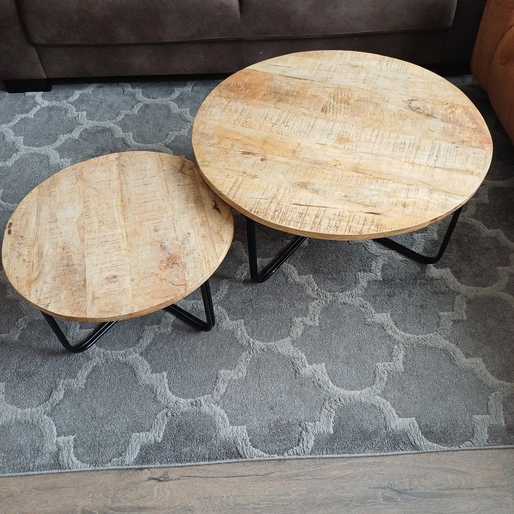 Salontafel 2 delig, Ophalen, Rond, 100 tot 150 cm, 50 tot 100 cm