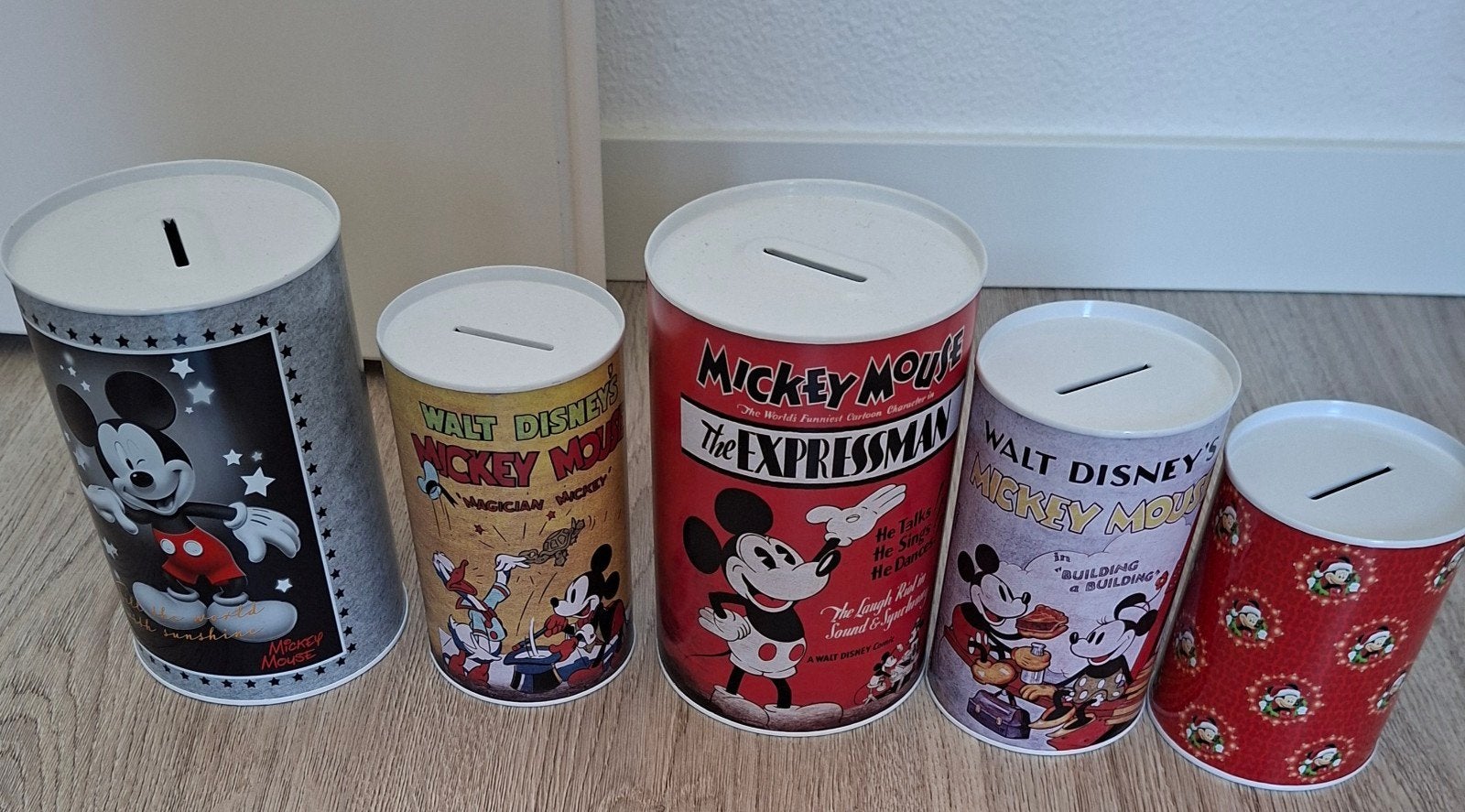 Set van 5 Vintage Mickey Mouse Spaarpotten, Ophalen, Zo goed als nieuw