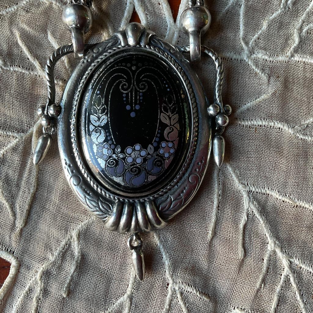 PRACHTIG ANTIEK ZILVER COLLIER MET INGELEGD EMAILLE, Ophalen of Verzenden, Zilver, Ketting