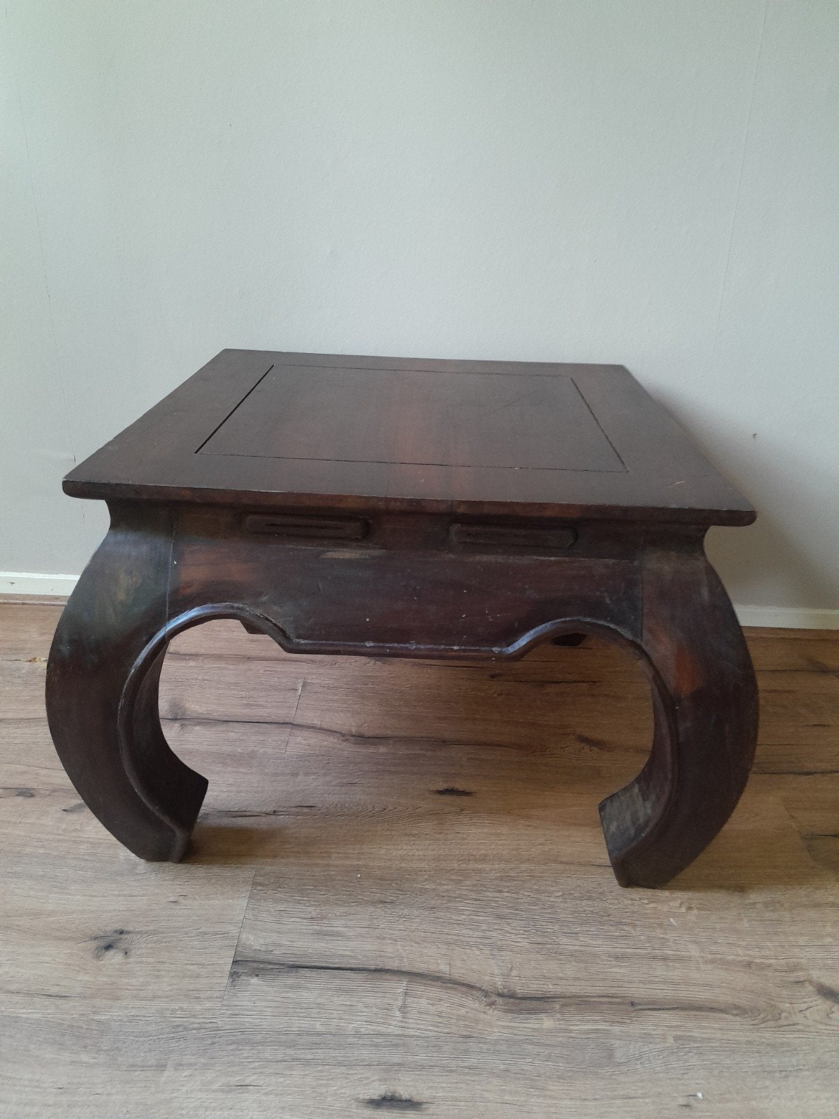 massief houten teak salon-/bijzettafel 60x60x45 cm, Ophalen, Gebruikt, 50 tot 100 cm, Vierkant