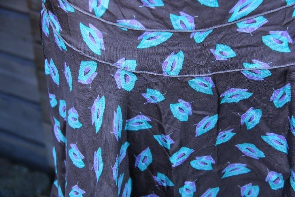 Rok bruin/ aqua/ lila Caroline Biss mt 36 zijde Vaste prijs, Kleding | Dames, Bruin, Ophalen of Verzenden, Zo goed als nieuw, Maat 36 (S)