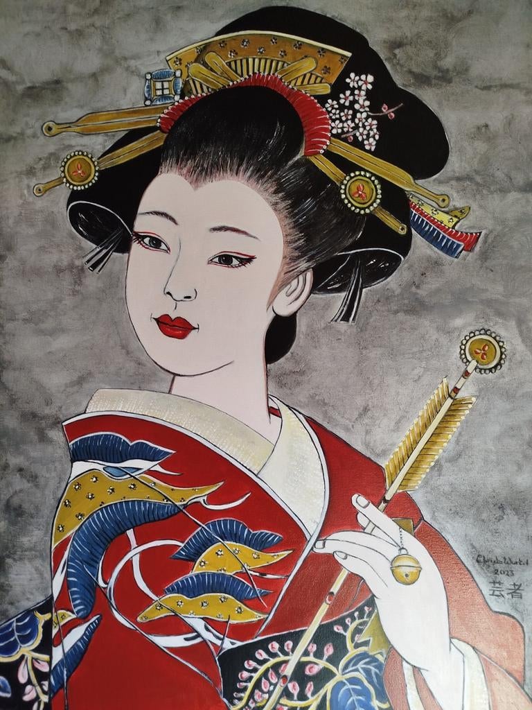 Groot schilderij Japanse Geisha, Ophalen