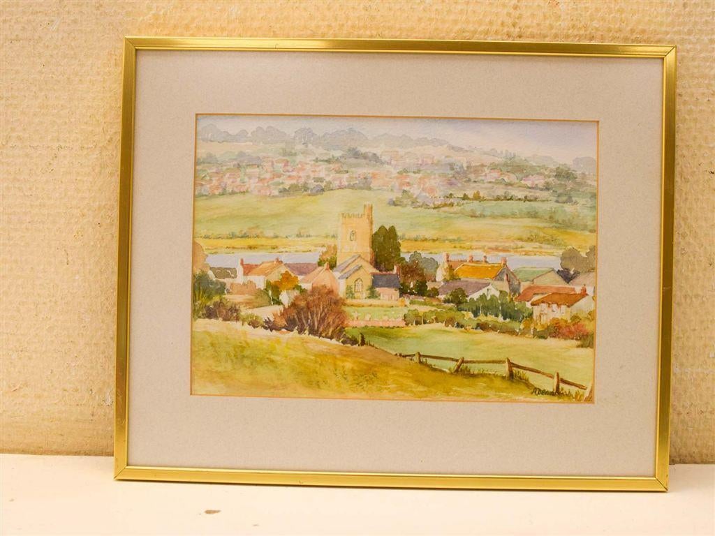 Prent/schilderij van een landschap 51498, Ophalen of Verzenden