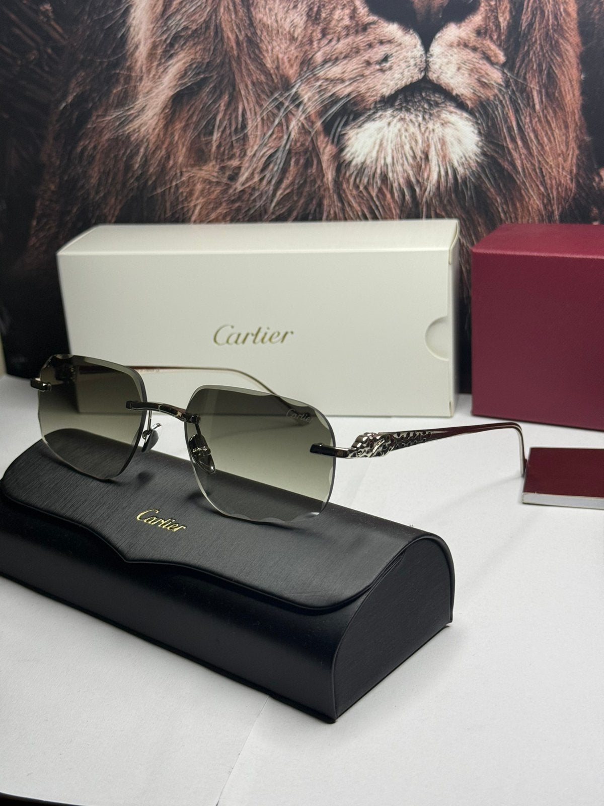 Cartier Diamond cut Panter zonnebril Groen, Ophalen of Verzenden, Zo goed als nieuw, Ray-Ban