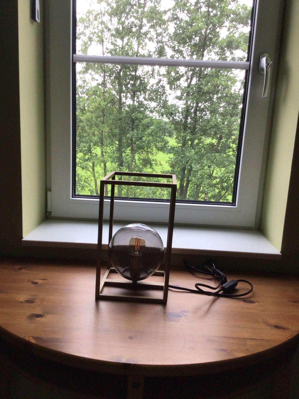 Jaro messing rookglas tafellamp, Ophalen, Gebruikt, Glas