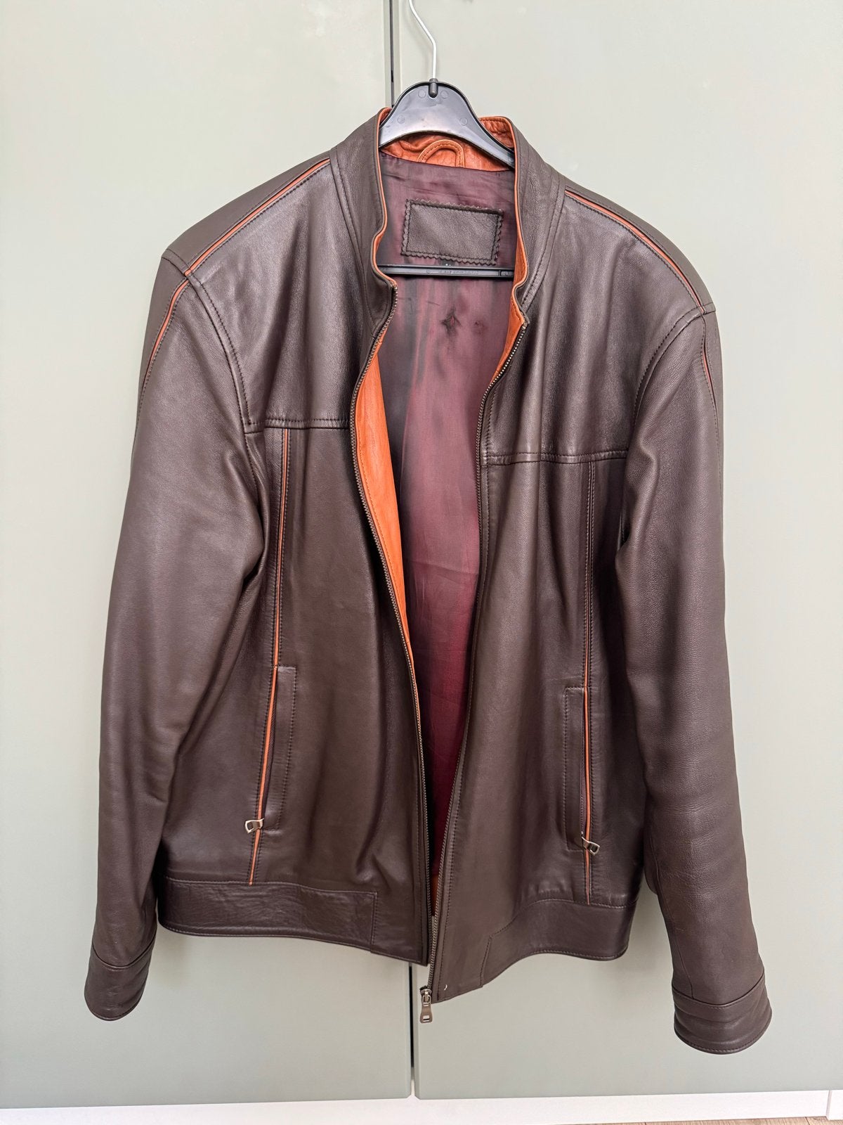 Prachtige handgemaakte leren jas uit Fes, Marokko, Kleding | Heren, Ophalen of Verzenden, Zo goed als nieuw, Maat 52/54 (L), Bruin