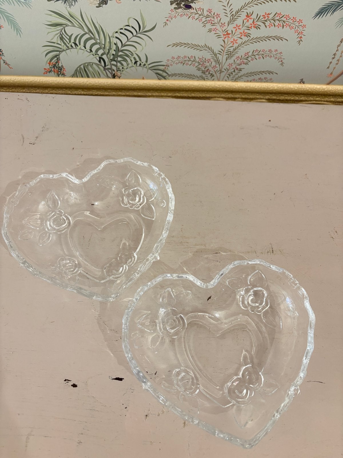 Set van 2 vintage Walther Glas hartvormige schaaltjes, Ophalen of Verzenden