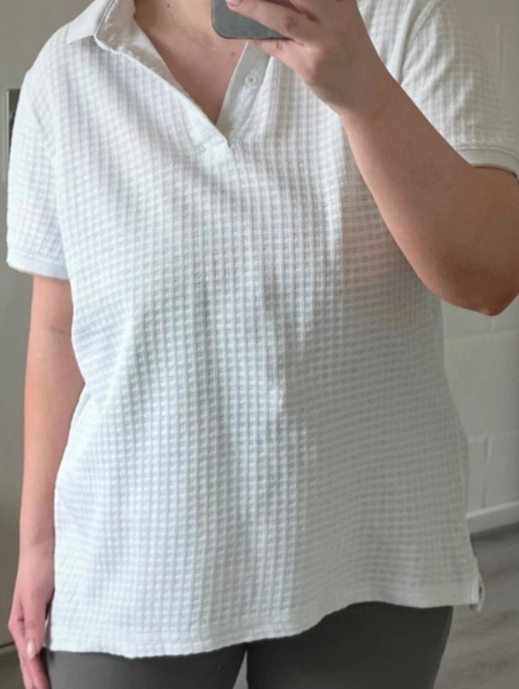 Massimo Dutti witte/creme kleurige polo shirt met wafflestof, Kleding | Dames, T-shirts, Wit, Maat 42/44 (L), Ophalen of Verzenden