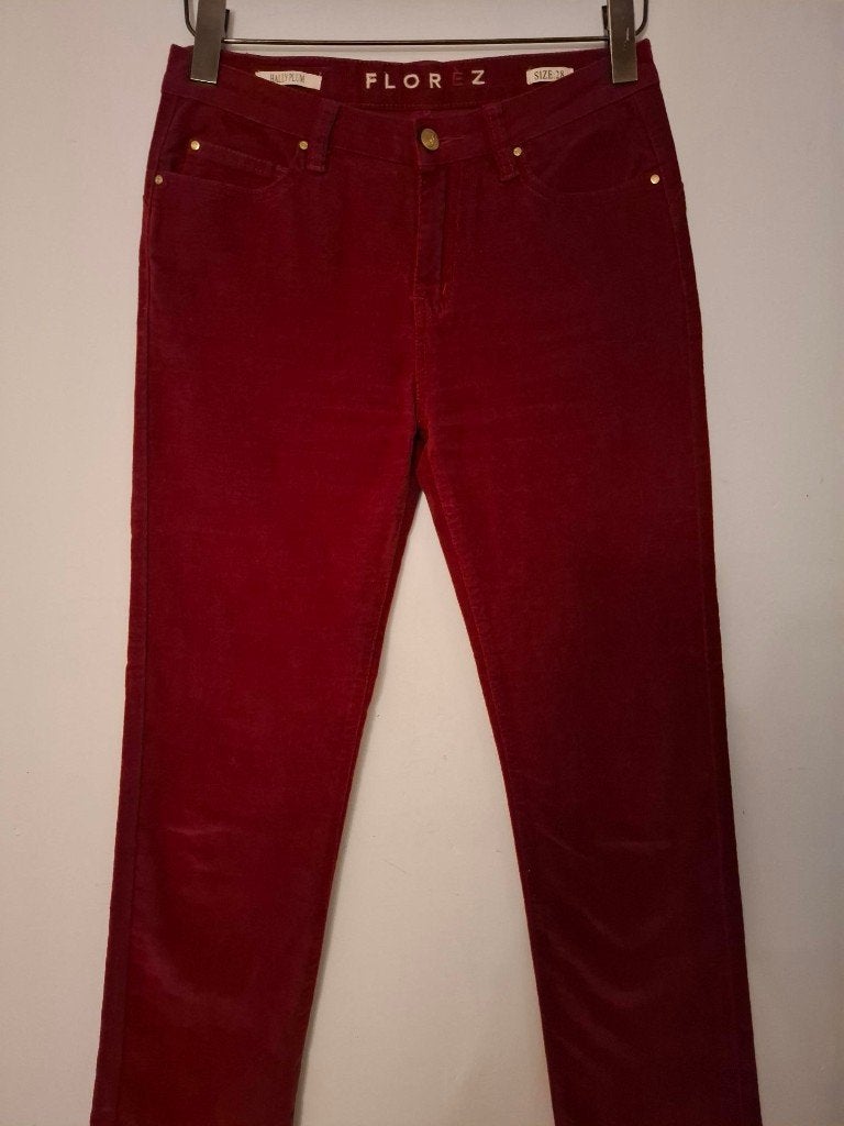 Florez rood fluwelen pantalon, Verzenden, Nieuw, Maat 36 (S), Lang