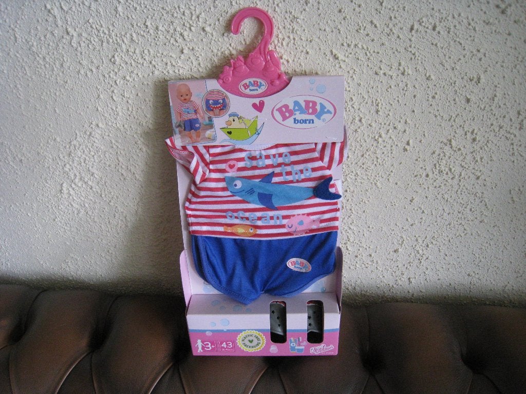 BABY BORN STRAND/ZWEMPAKJE MET HAAIETAND CROCS 43 CM POP, Ophalen of Verzenden, Nieuw, Babypop