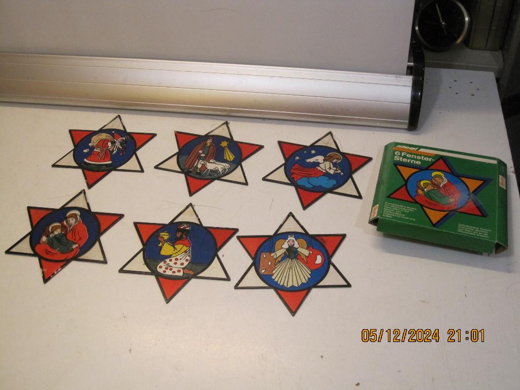 vintage kerst sterren raamdecoratie 6x 15,5 cm dia (322), Diversen, Ophalen of Verzenden, Gebruikt